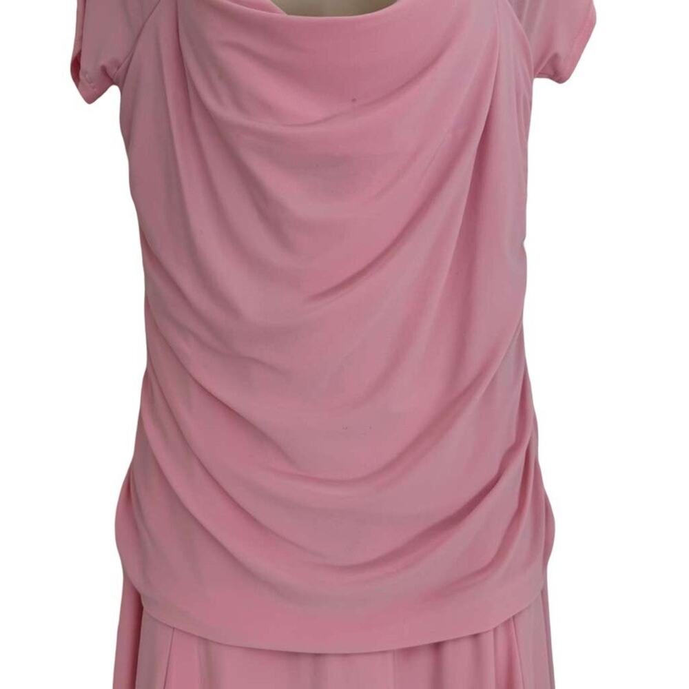 Candela Womens Pink Jersey Knit Scoop Neck Midi Stretch Dress Cap Sleeve sz 16 - Picture 12 of 13